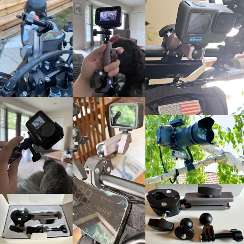Yantralay 360° Rotatable Camera Bike Mount Clamp Motorcycle Handlebar Pole Aluminium Mount for Insta360 X4/X3, Ace Pro/Pro2, Hero13/12/11/10/9,For Osmo Action Action 5Pro/4/3,Action Camera Accessories - Image 8