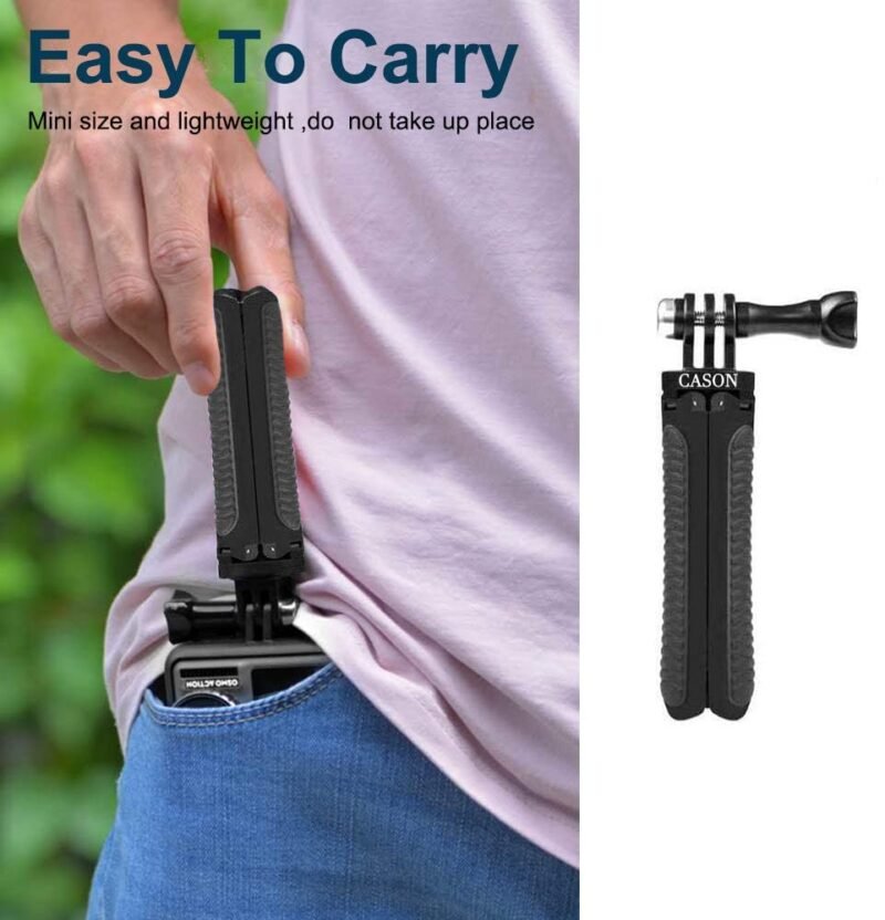 Cason -Tripod Monopod with Mini Selfie Stick & Tripod Kit for Action Camera Cason CN10,CS6, gopro Accessories, Gopro Hero 10/9/8/7/6/5, DJI Osmo Action,SJCAM and All Action Cameras (Black) - Image 3