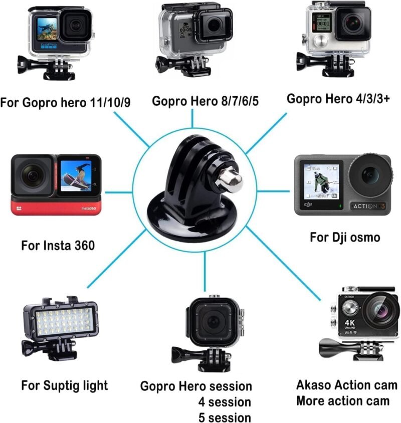 Action Pro Tripod Adapter Mount and Screw Kit Accessories Compatible with GoPro-13/12/11/10/9/8/7/6/5/4/3/3+/ Action Camera - Image 3
