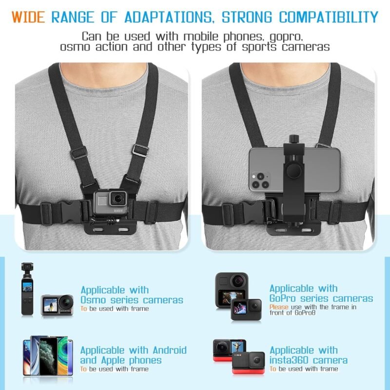 GROX Chest Pro Kit Chest Belt Phone Holder J Hook Adapter Long Thumb Screw and Conversion Block Head Connection Compatible with GoPro Hero 11 10 9 8 7 6 5 4 All Cameras - Image 3