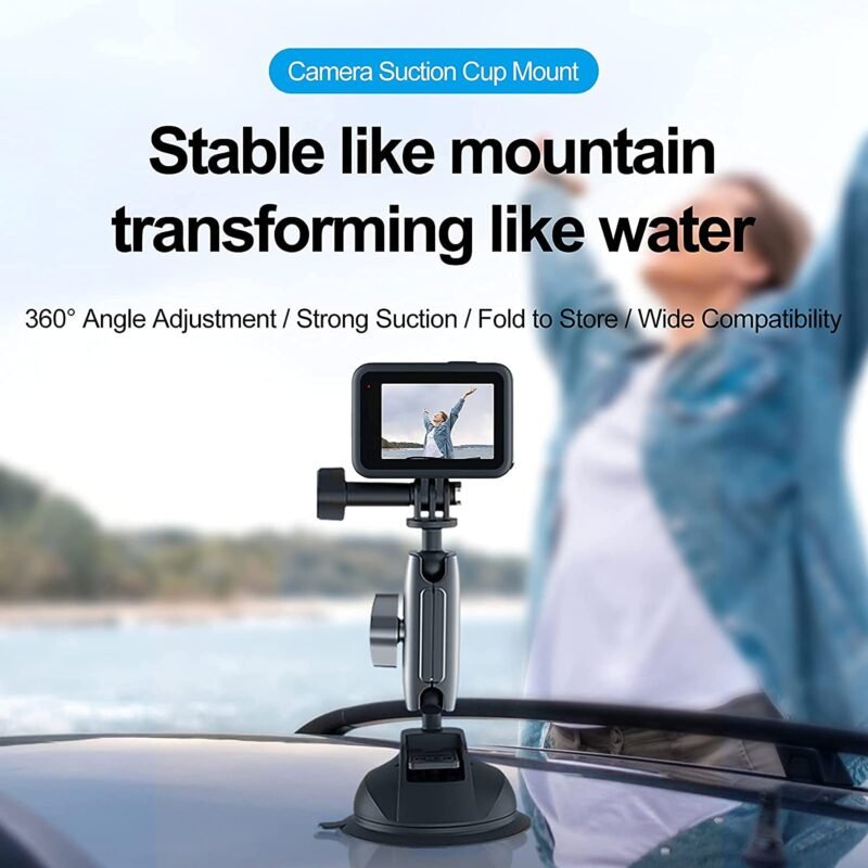 TELESIN Aluminum Alloy Suction Cup Holder for Gopro Hero, Gopro MAX, DJI OSMO Action, OSMO Pocket, Insta360 ONE X, ONE R, ONE, Mobile Phone - Image 3