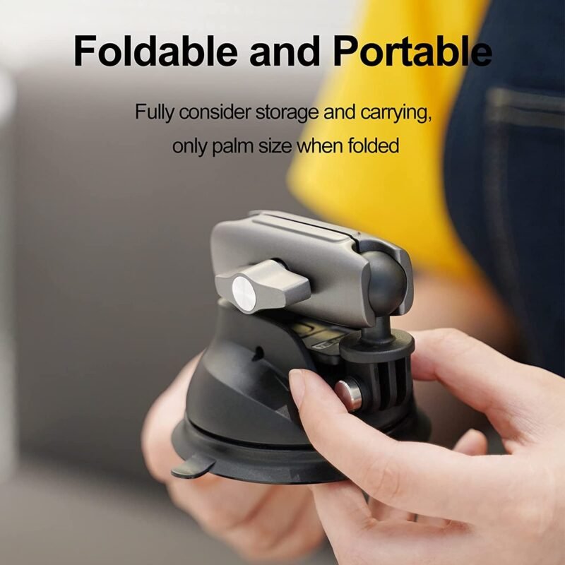 TELESIN Aluminum Alloy Suction Cup Holder for Gopro Hero, Gopro MAX, DJI OSMO Action, OSMO Pocket, Insta360 ONE X, ONE R, ONE, Mobile Phone - Image 5
