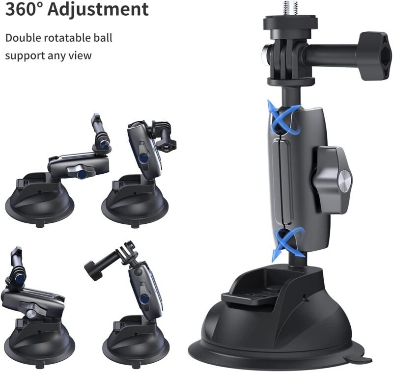 TELESIN Aluminum Alloy Suction Cup Holder for Gopro Hero, Gopro MAX, DJI OSMO Action, OSMO Pocket, Insta360 ONE X, ONE R, ONE, Mobile Phone - Image 7