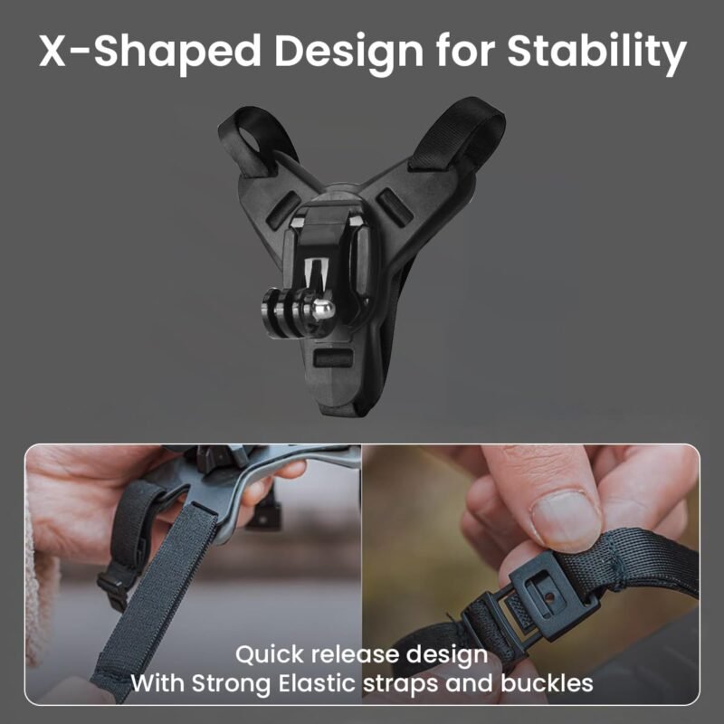 STHIRA® Helmet Mount for Mobile & Camera Rotatable Action Camera Mount Helmet Chin Strap Set with Quick-Release, Non-Slip Grip for Go-Pro Hero 12/11/10/9 Includes J-Hook, Adapter, Screw, Phone Holder - Image 4
