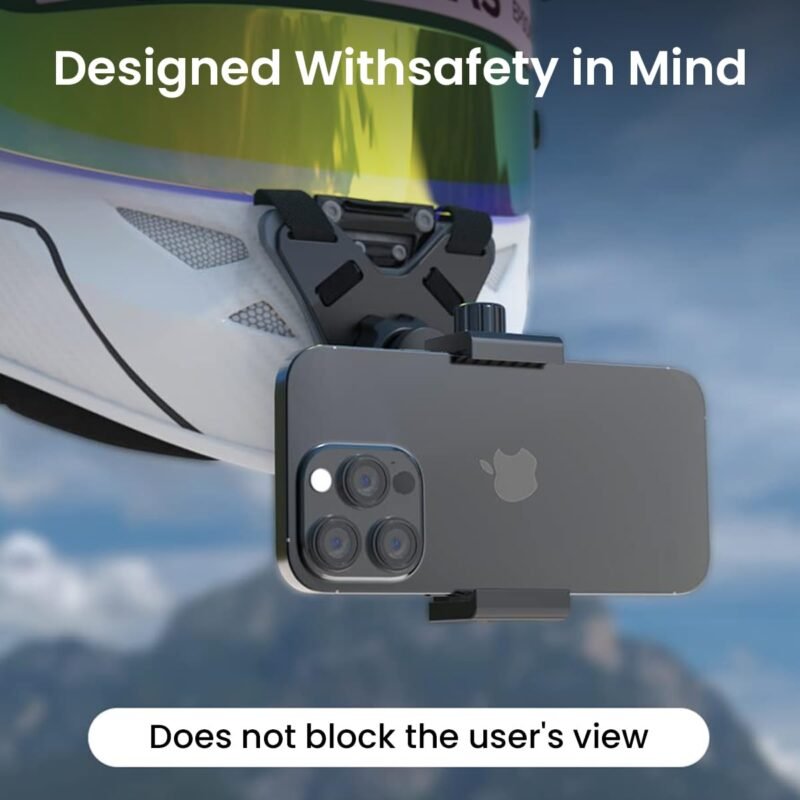 STHIRA® Helmet Mount for Mobile & Camera Rotatable Action Camera Mount Helmet Chin Strap Set with Quick-Release, Non-Slip Grip for Go-Pro Hero 12/11/10/9 Includes J-Hook, Adapter, Screw, Phone Holder - Image 5