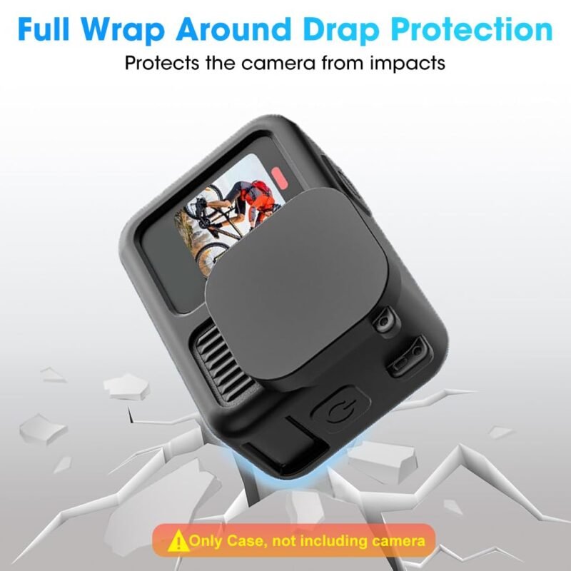 ZORBES® Silicone Sleeve Rubber Protective Case Only Applicable to Go Pro Hero 13 Black Standard Lens, Battery Side Cover&Screen Protectors& Lens Caps&Lanyard for Hero 13 Black Accessories Kit - Image 6