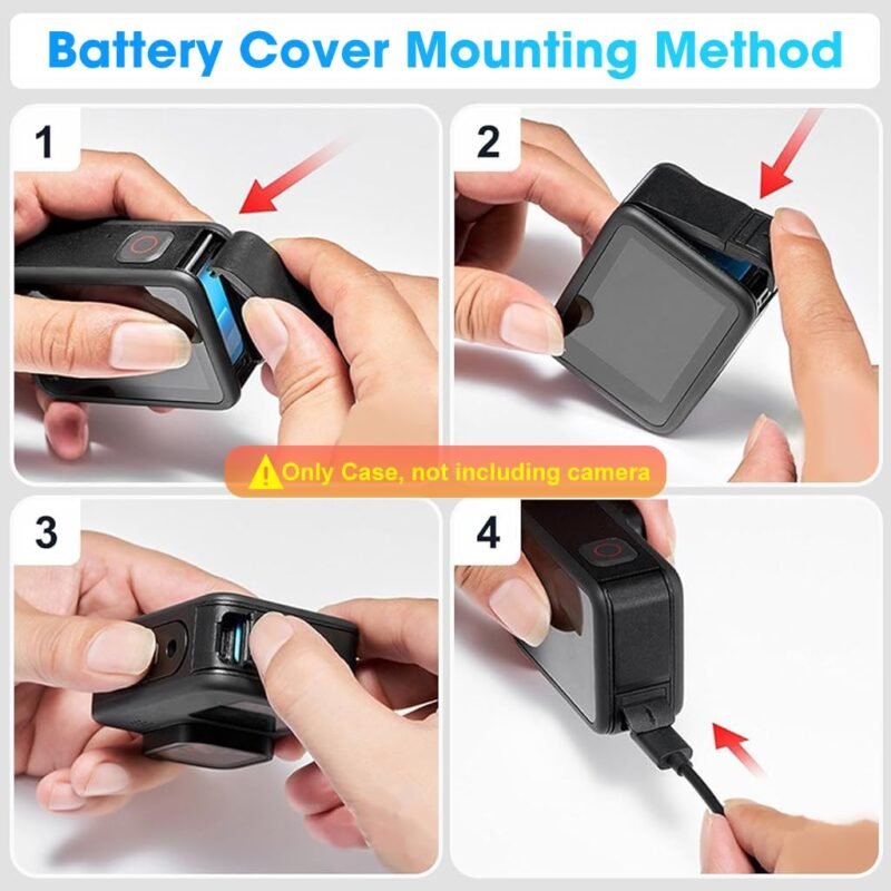 ZORBES® Silicone Sleeve Rubber Protective Case Only Applicable to Go Pro Hero 13 Black Standard Lens, Battery Side Cover&Screen Protectors& Lens Caps&Lanyard for Hero 13 Black Accessories Kit - Image 8