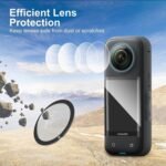 PHOTO MAX Insta 360 X3 Lens 2Pcs Twin Lens Protector Guard Sticky Tempered for Insta 360 Motion Digicam Lens Cowl Mud Proof, Anti-Strach Protecting 360 Equipment (Insta 360 X3 Lens) - Image 5