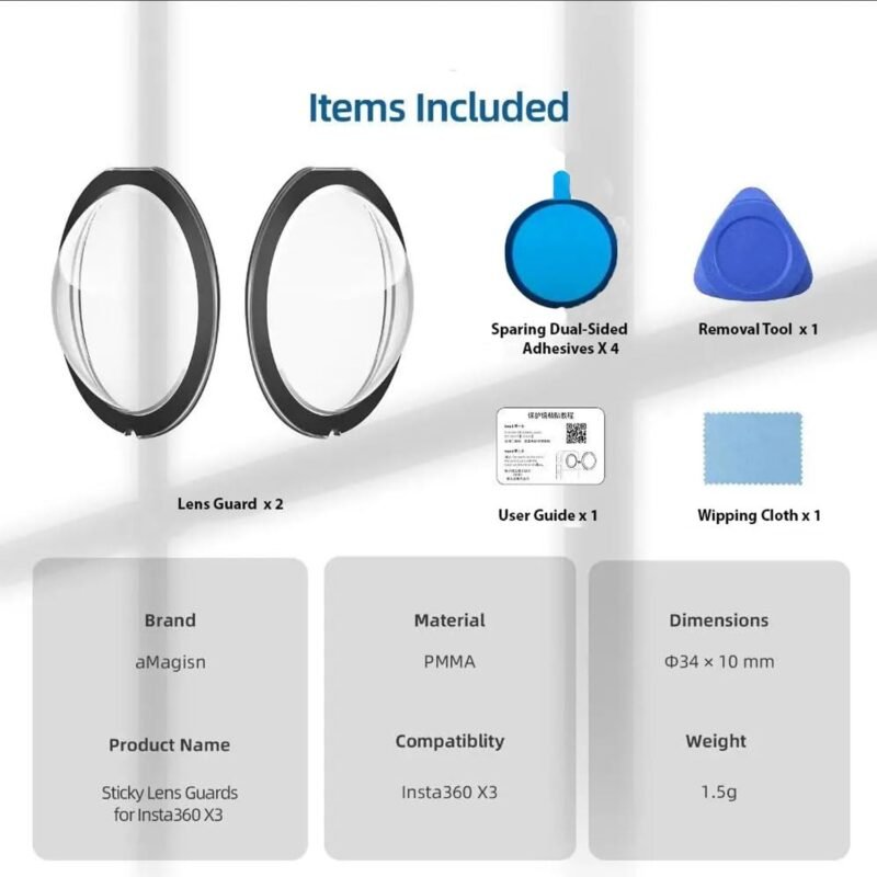 PHOTO MAX Insta 360 X3 Lens 2Pcs Dual Lens Protector Guard Sticky Tempered for Insta 360 Action Camera Lens Cover Dust Proof, Anti-Strach Protective 360 Accessories (Insta 360 X3 Lens) - Image 9