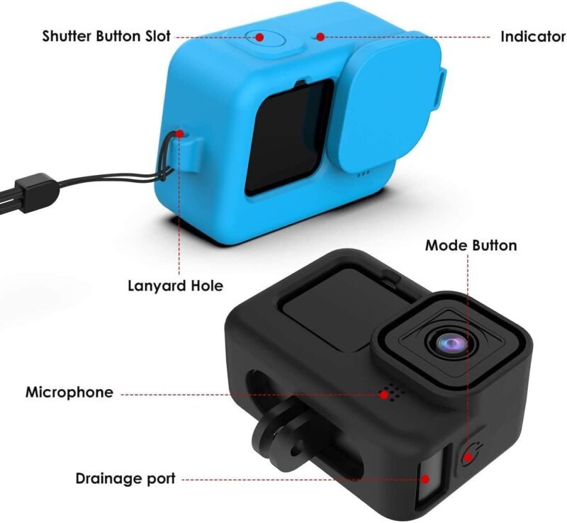 Action Pro Protective Silicone Cover with Lanyard and Cap Compatible with Gopro Hero-9/10 Action Camera (Blue) - Image 3