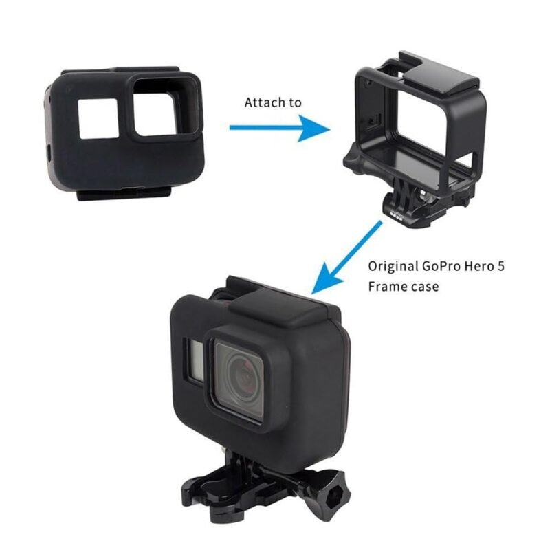 Action Pro Silicone Cover Side Frame Case Compatible with Gopro-5/6/7 Action Camera (Black) - Image 6