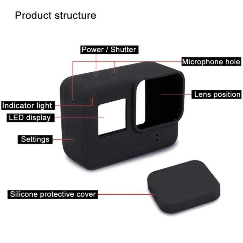 Action Pro Silicone Rubber Case + Lens Protective Cap Cover Compatible with GoPro Hero 7 6 5 Action Camera (Black) - Image 6