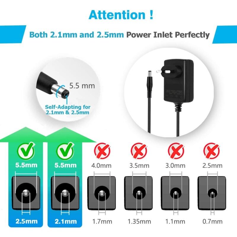 FEDUS 12V 1A DC Power Adapter, Long Cable Powers Supply DC12V Transformers for LED Strip, CCTV Camera, Router, Modem, Set Top Box/DTH Box, DIY Boards, (2.5mm x 5.5mm Jack, Black) - Image 4