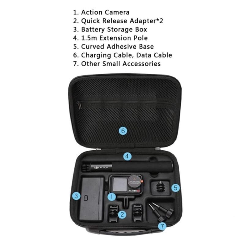 GetZget® Bkano Carrying Case for DJI Osmo Action 5 Pro, 4 & 3 Camera & Accessories Hard Bag Fits Adventure Combo Set (Black) - Image 6