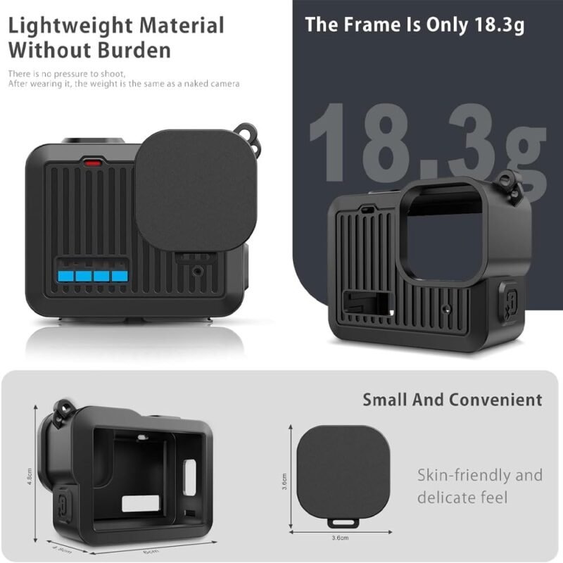 Action Pro Silicone Protective Cover + Lens Cap Compatible with GoPro Hero 4K Tiny Action Camera (Black) - Image 9