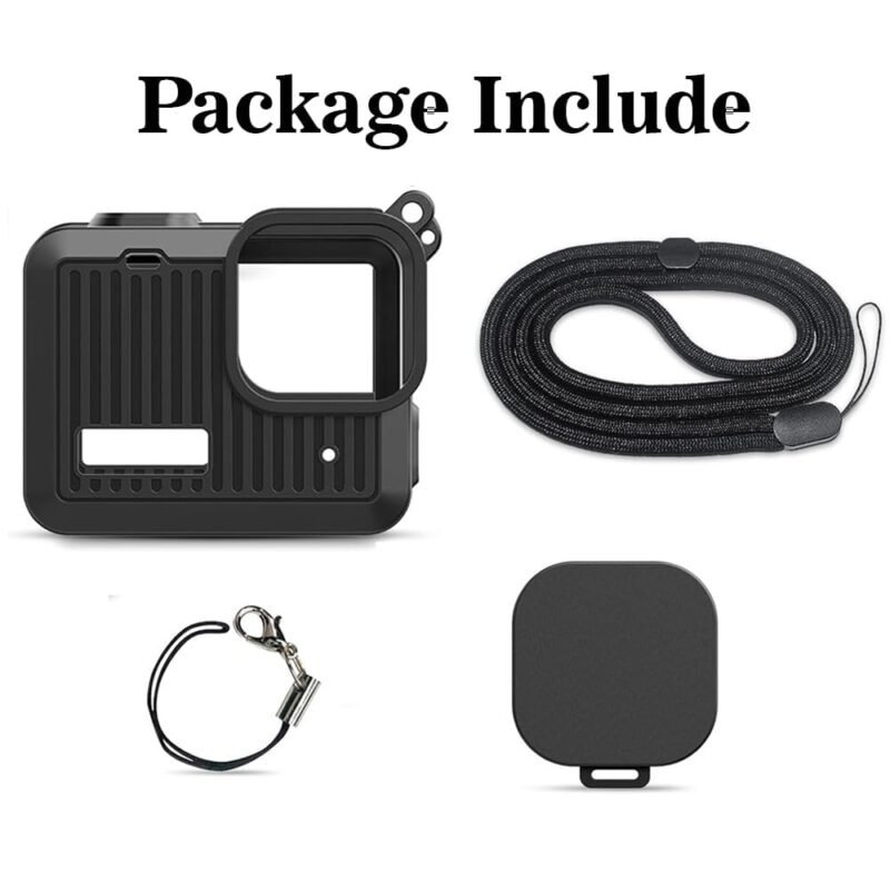Action Pro Silicone Protective Cover + Lens Cap Compatible with GoPro Hero 4K Tiny Action Camera (Black) - Image 10