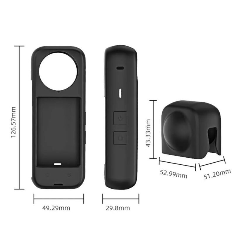 Silicone Cover Lens Cap and Body Cover for Insta 360 X 4 Action Camera, Black (Black) - Image 4