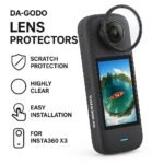 DA-GODO X3 Twin Lens Protector Guard for Insta360 One Sticky Tempered Glass Lens Cowl, Mud Proof, Anti-Scratch Protecting for Insta360 Motion Digital camera (X3 Lens Guard) - Image 3