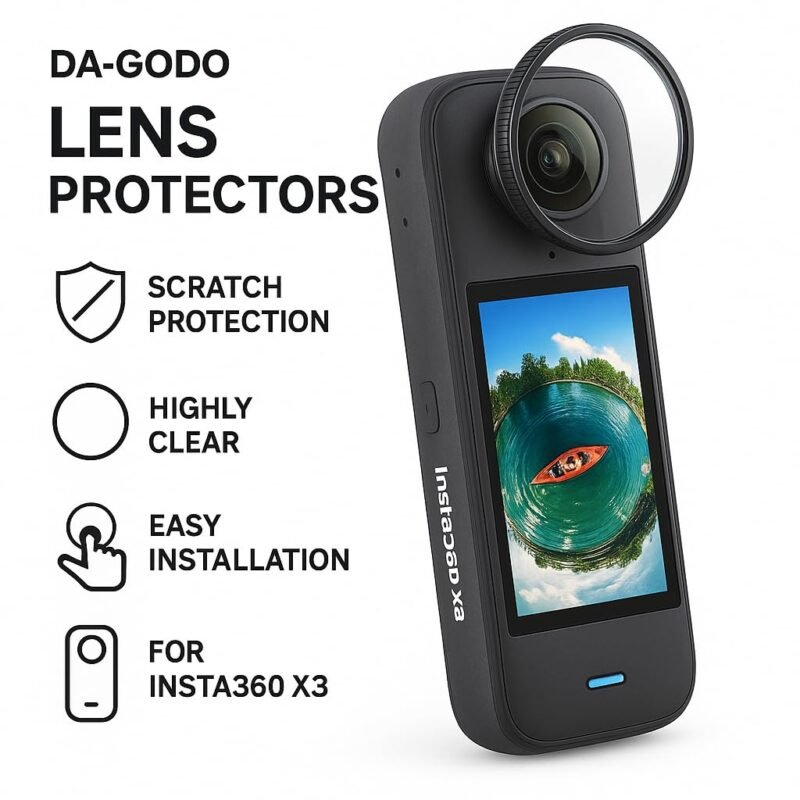DA-GODO X3 Dual Lens Protector Guard for Insta360 One Sticky Tempered Glass Lens Cover, Dust Proof, Anti-Scratch Protective for Insta360 Action Camera (X3 Lens Guard) - Image 3