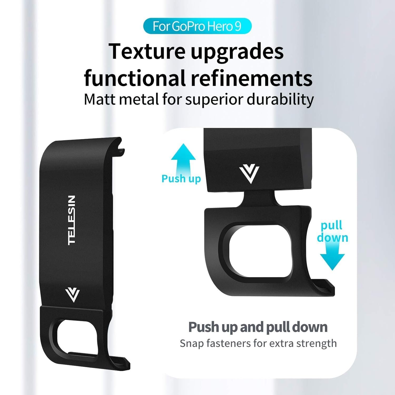 Careflection Aluminum Battery Cover for GoPro Hero 11 Hero 10 Hero 9 Black, Removable Replacement Mount Side Door Clip with Type-C Charging Port, Convenient Go Pro 11 10 9 Batteries Charger - Image 4