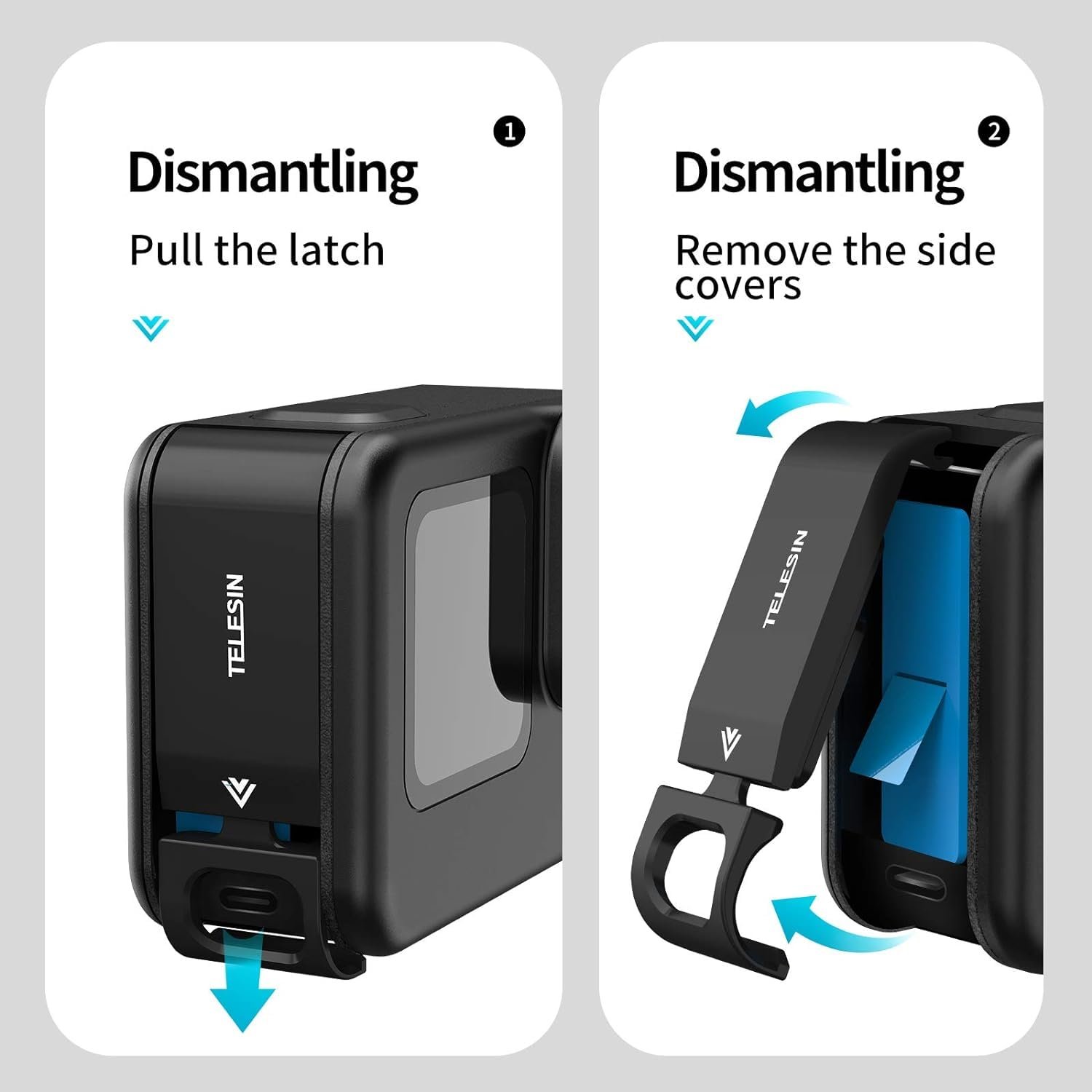 Careflection Aluminum Battery Cover for GoPro Hero 11 Hero 10 Hero 9 Black, Removable Replacement Mount Side Door Clip with Type-C Charging Port, Convenient Go Pro 11 10 9 Batteries Charger - Image 7