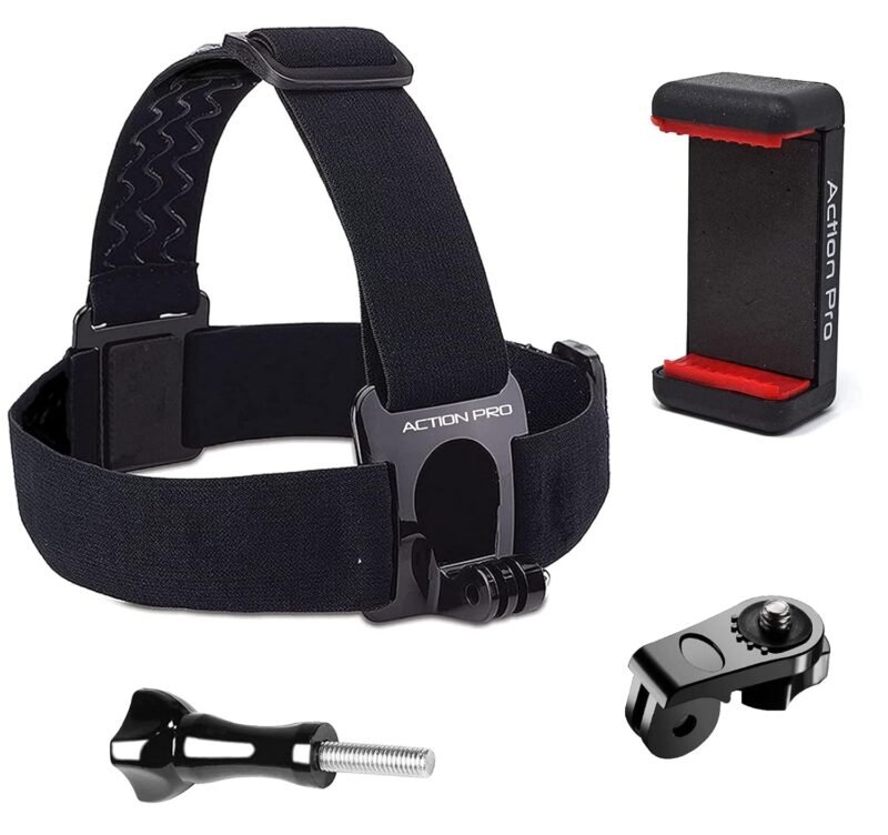 Action Pro Head Strap Mount Phone Holder Tripod Mount Adapter with Long Thumb Screw Compatible with GoPro-12/11/10/9/8/7/6/5/4/SJCAM and Other Action Cameras and All Smartphones - Image 2