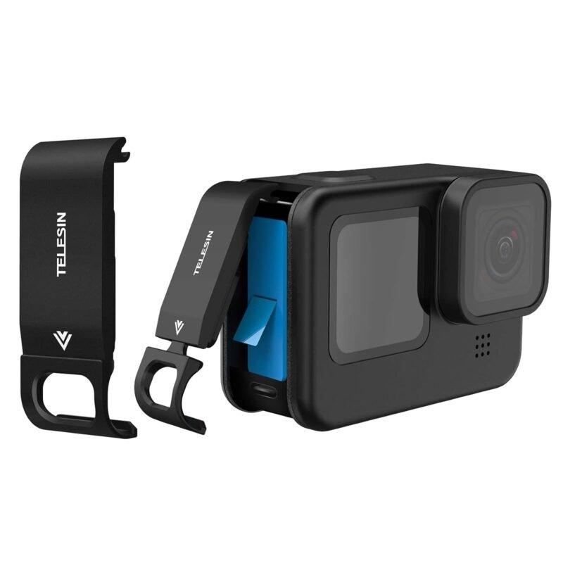 Careflection Aluminum Battery Cover for GoPro Hero 11 Hero 10 Hero 9 Black, Removable Replacement Mount Side Door Clip with Type-C Charging Port, Convenient Go Pro 11 10 9 Batteries Charger - Image 2
