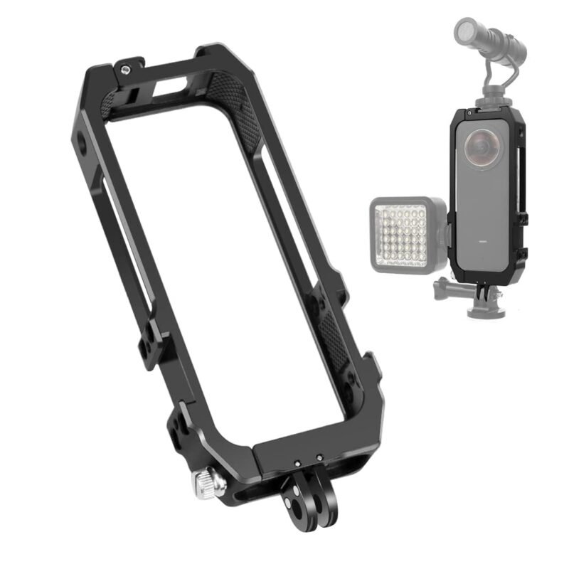 ELFOG Action Camera Protective Cage Case,ONE X2 Protective Cage Case Action Camera Rig with Cold Shoe Mount Universal 1/4-inch Thread Magnetic Action Camera Mount for Insta 360 ONE X2 - Image 2