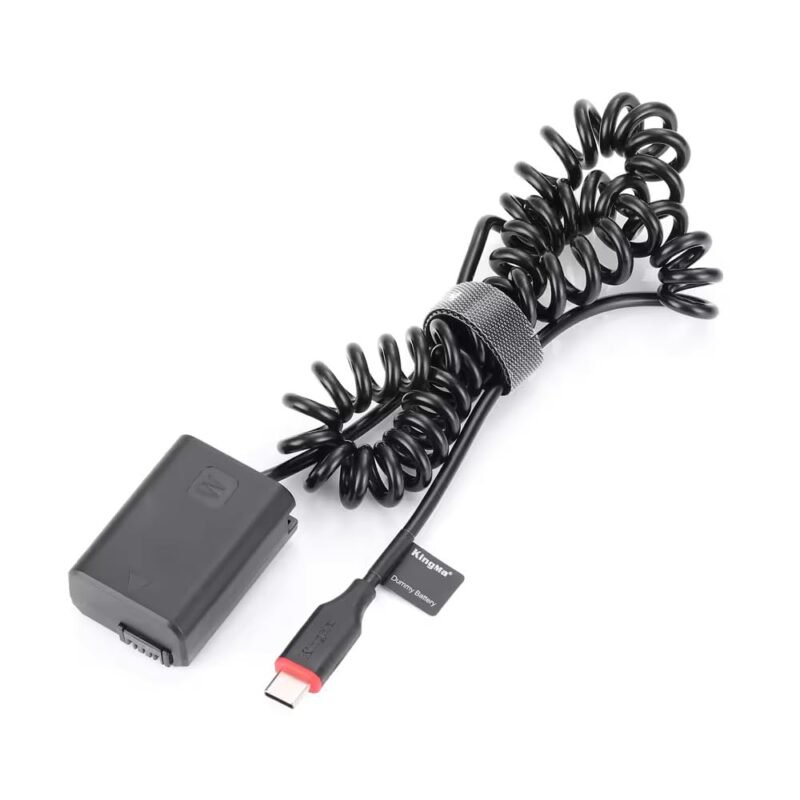Efillooc NP-FW50 Dummy Battery Compatible with Sony A7 A7R2 A7M2 A6000 A6400 ZV-E10, Type C Input Adapter Spring Cable, Works with PD/QC Powerbanks and Charger, Black (NP-FW50 for Sony) - Image 2