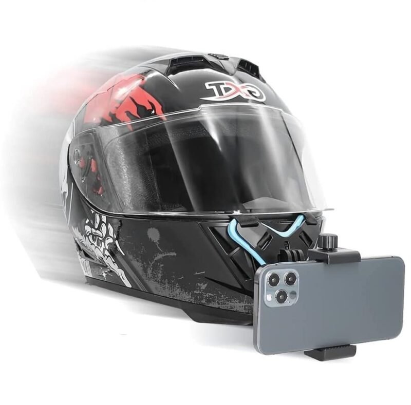 HUMBLE Helmet Chin Mount with Mobile Holder, Motorcycle Helmet Strap Compatible with GoPro Hero 9 8 7 6 5 4 3+ 3 SJCAM and Mobile Phones. - Image 2