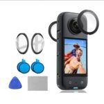PHOTO MAX Insta 360 X3 Lens 2Pcs Twin Lens Protector Guard Sticky Tempered for Insta 360 Motion Digicam Lens Cowl Mud Proof, Anti-Strach Protecting 360 Equipment (Insta 360 X3 Lens) - Image 2