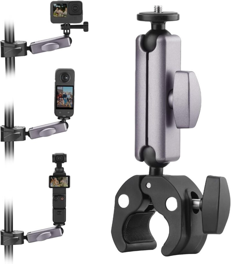 Yantralay 360° Rotatable Camera Bike Mount Clamp Motorcycle Handlebar Pole Aluminium Mount for Insta360 X4/X3, Ace Pro/Pro2, Hero13/12/11/10/9,For Osmo Action Action 5Pro/4/3,Action Camera Accessories - Image 2