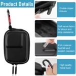 ZORBES Carrying Case for OSMO Motion 5 Professional/4/3, Waterproof PU Arduous Shell Storage Bag Plush Lining Design Motion Digicam Journey Case with Carabiner, 9.8 * 7.6 * 4.5cm, Black - Image 4