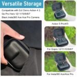 ZORBES Carrying Case for OSMO Motion 5 Professional/4/3, Waterproof PU Arduous Shell Storage Bag Plush Lining Design Motion Digicam Journey Case with Carabiner, 9.8 * 7.6 * 4.5cm, Black - Image 5