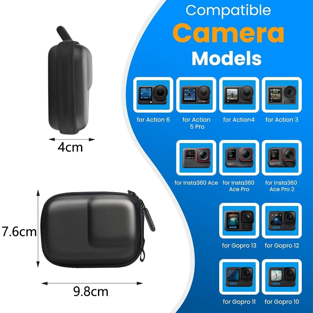 Obtheleg Motion Digital camera Case for OSMO Motion 5 Professional/4/3, Waterproof PU Moveable Carrying Case with Carabiner, Onerous Shell Shockproof Protecting Storage Bag for Motion Digital camera Equipment - Image 3