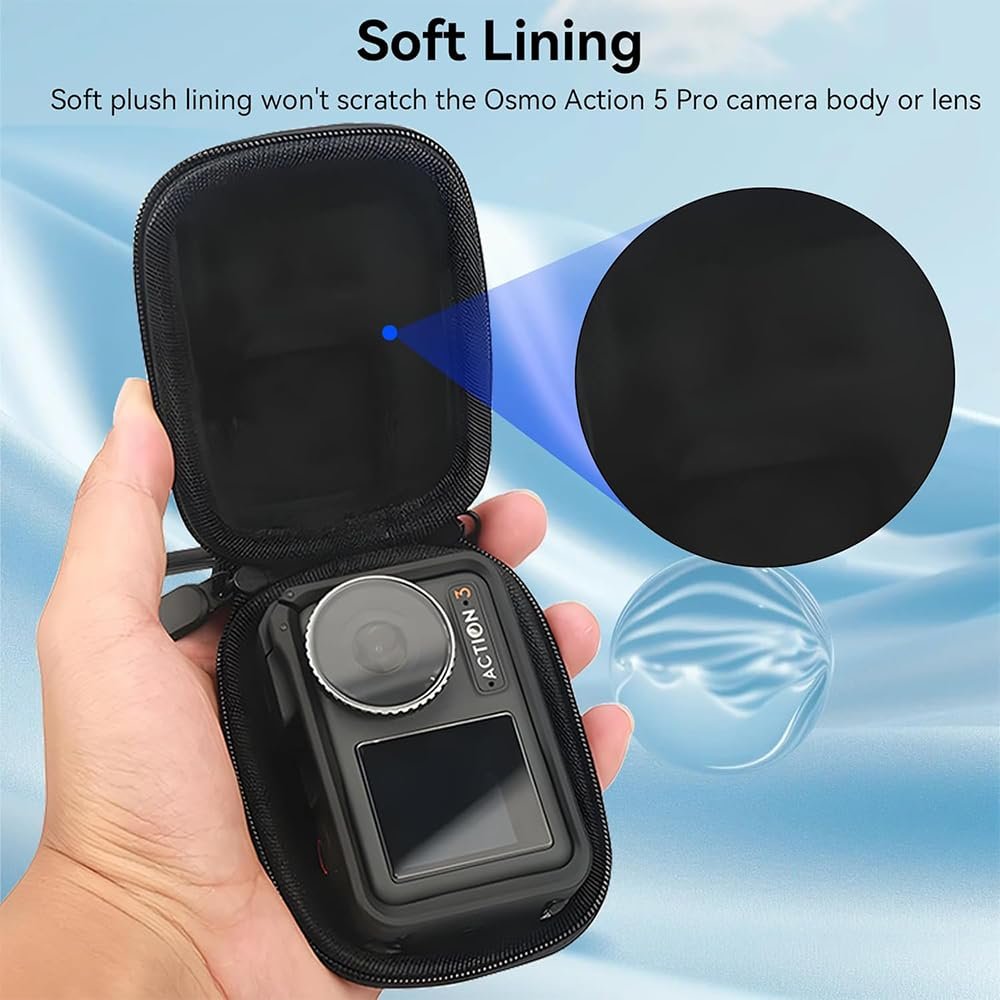 Obtheleg Motion Digital camera Case for OSMO Motion 5 Professional/4/3, Waterproof PU Moveable Carrying Case with Carabiner, Onerous Shell Shockproof Protecting Storage Bag for Motion Digital camera Equipment - Image 4