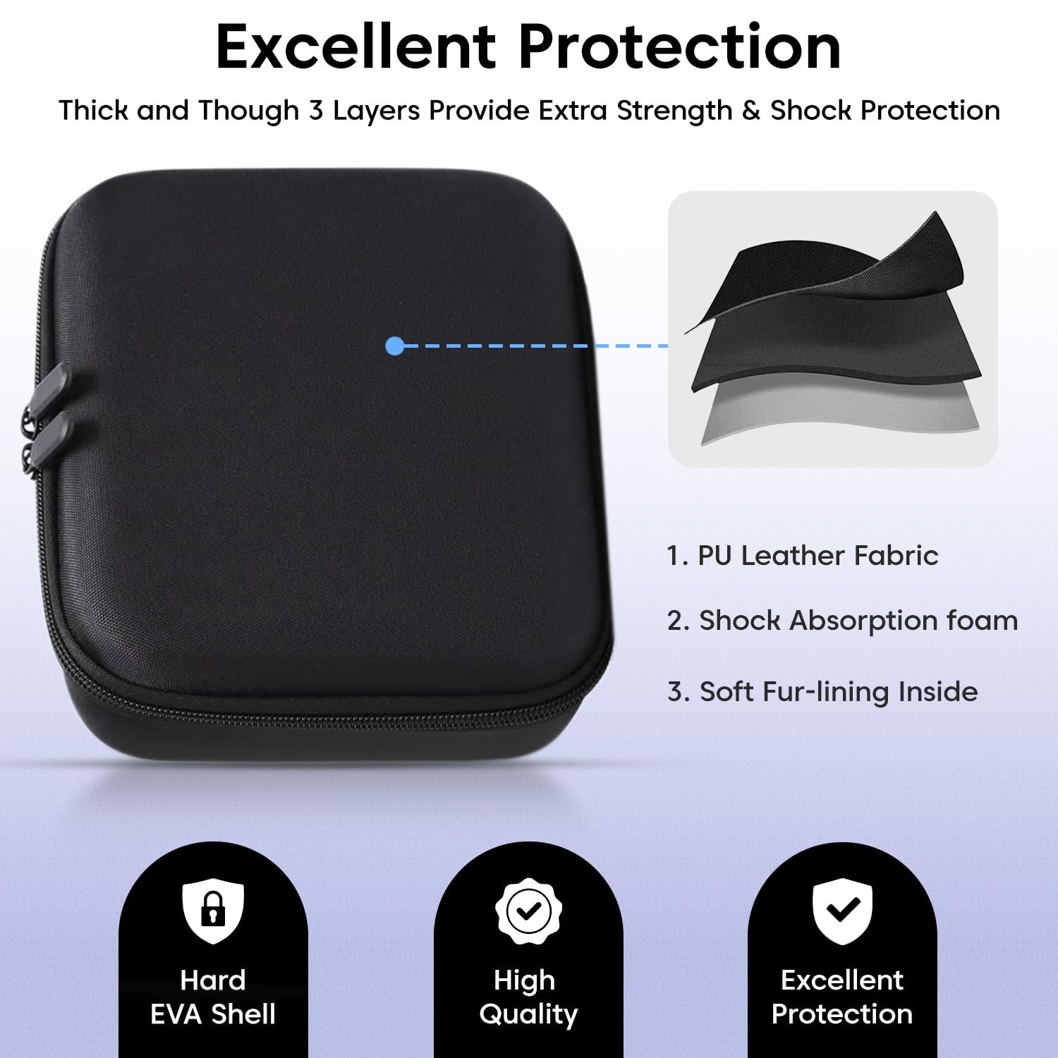 Sounce Arduous Shell Nylon Storage Bag for DJI Osmo Cell 3/4/4 SE – Waterproof & Shockproof Carrying Case with EVA Safety, Safe Elastic Bands &Gimbal Stabilizer & Equipment – Black - Image 7