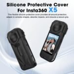 BKN Silicone Protecting Case Suitable with Insta 360 X5, Tender Shockproof Anti-Scratch Full-Physique Cowl with Lens Cap, Charging Port Accessible, Motion Digicam Equipment (Black) - Image 3
