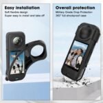 BKN Silicone Protecting Case Suitable with Insta 360 X5, Tender Shockproof Anti-Scratch Full-Physique Cowl with Lens Cap, Charging Port Accessible, Motion Digicam Equipment (Black) - Image 4