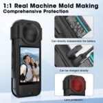 BKN Silicone Protecting Case Suitable with Insta 360 X5, Tender Shockproof Anti-Scratch Full-Physique Cowl with Lens Cap, Charging Port Accessible, Motion Digicam Equipment (Black) - Image 5