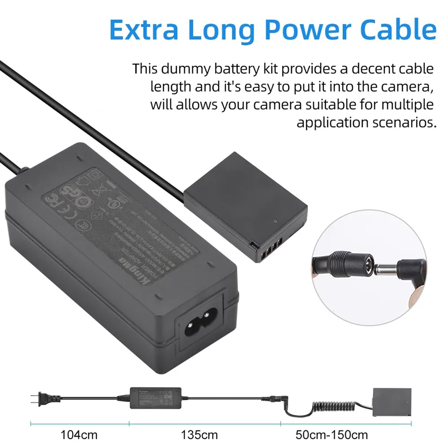 KingMa LP-E10 Dummy Battery DC Coupler Equipment Digicam Energy Provide Adapter Appropriate with Canon EOS 1100D/1200D/1300D/1500D/2000D Kiss X50 Insurgent T3 (LP-E10 with AC Adapter) - Image 3
