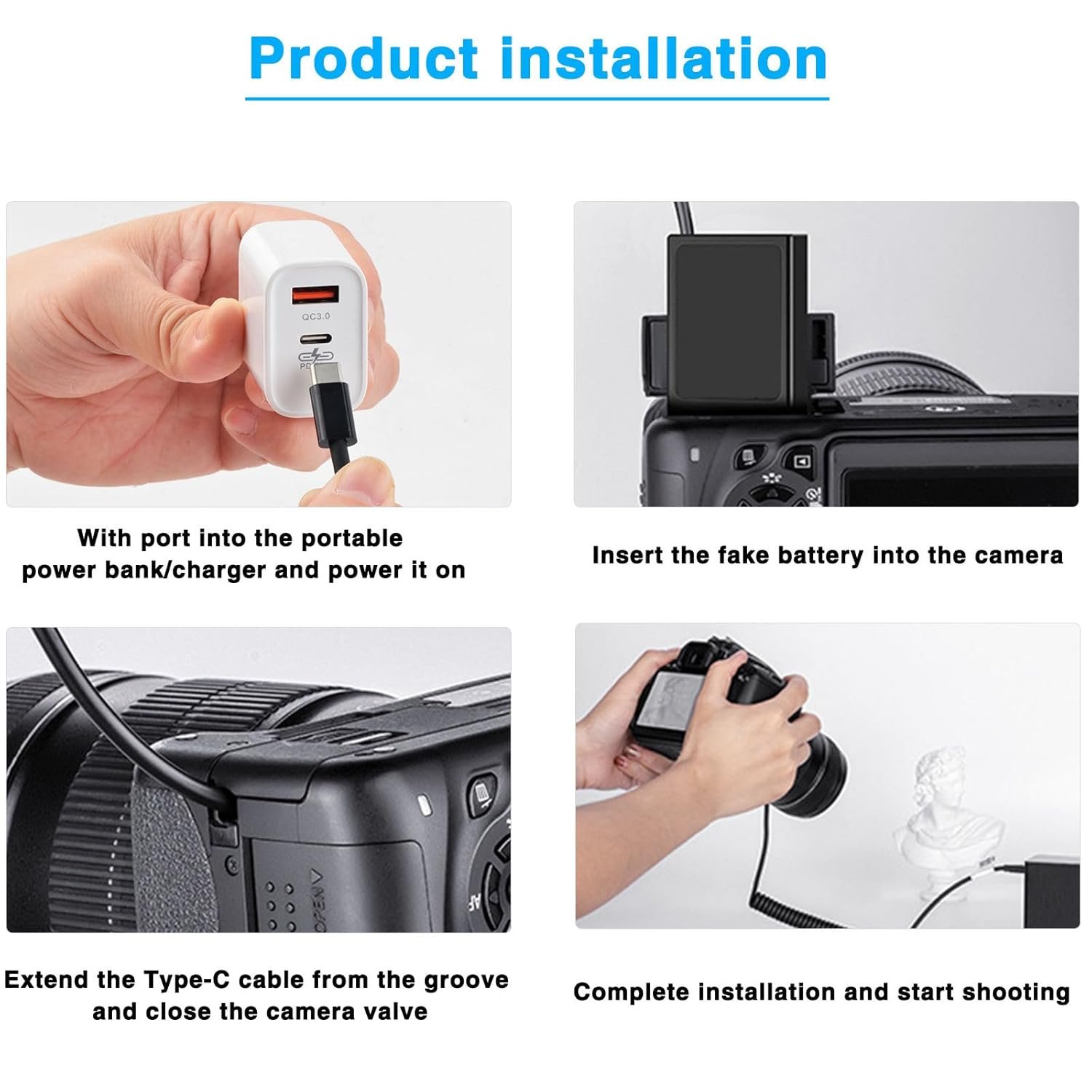 NP-FZ100 Dummy Battery with Sort-C DC Coupler for Sony Mirrorless Cameras | Steady Energy Provide for Video Recording, Stay Streaming & Studio Use - Image 5
