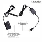 DR-E6 USB Kind Dummy Battery 8.4V 3A AC DC Coupler for Canon EOS 60D, 70D, 80D, 5DS R, 5D Mark IV III, 5D4, 5D3, 5D2 - Steady Energy Provide for Lengthy Images Classes - Image 4