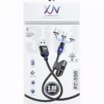 ar XN 3-in-1 Magnetic Charging Cable – Fast Charging & Data Transfer – Micro USB, Type-C, Lightning Compatible