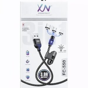 ar XN 3-in-1 Magnetic Charging Cable – Fast Charging & Data Transfer – Micro USB, Type-C, Lightning Compatible