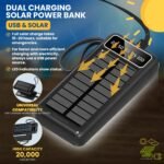 Purchase GIGALUMI 20000mAh Photo voltaic Energy Financial institution Constructed-in COB Flashlight Transportable Charging System with LED Indicators 2 USB Output Ports & USB-A to Micro-USB Cable for Smartphones Tablets (Pack of 1, Black) - Finest Worth India | AskMeFlash - Image 2