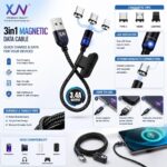 ar XN 3-in-1 Magnetic Charging Cable - Fast Charging & Data Transfer - Micro USB, Type-C, Lightning Compatible - Image 3