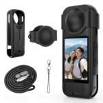 BKN Silicone Protecting Case Suitable with Insta 360 X5, Tender Shockproof Anti-Scratch Full-Physique Cowl with Lens Cap, Charging Port Accessible, Motion Digicam Equipment (Black) - Image 2