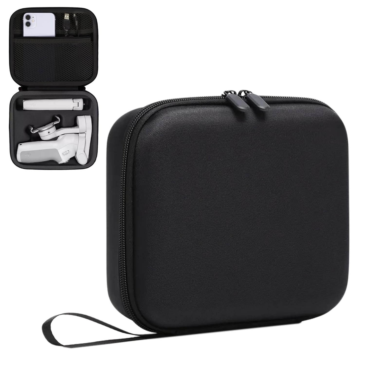 Sounce Arduous Shell Nylon Storage Bag for DJI Osmo Cell 3/4/4 SE – Waterproof & Shockproof Carrying Case with EVA Safety, Safe Elastic Bands &Gimbal Stabilizer & Equipment – Black - Image 2