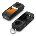 Properly Insta 360 X3 Silicone Case Anti-Scratch Silicone Pores and skin Digital camera Cowl with Ring Holder - Black - Image 2